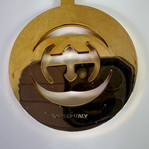 Gucci Vintage Interlocking G Gold Red Green Key Ring Bag Charm - Picture 6 of 6